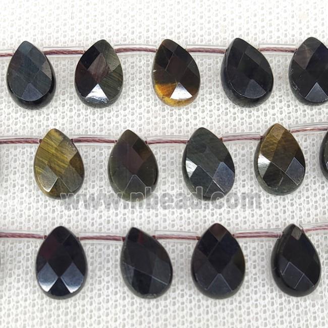 Natural Tiger Eye Stone Beads Faceted Teardrop Topdrilled