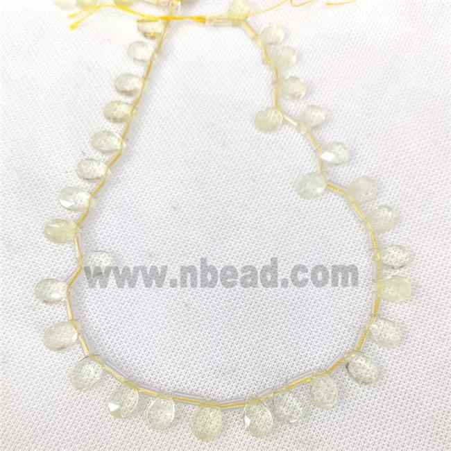 Natural Lemon Quartz Beads Faceted Teardrop Topdrilled