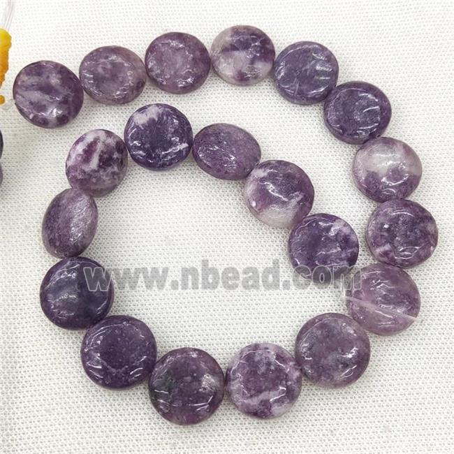 Natural Lepidolite Circle Beads Purple