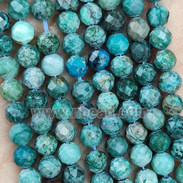 Natural Green Chrysocolla Beads Faceted Round