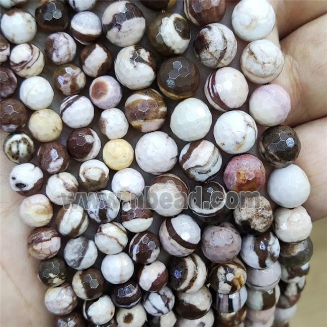 Australian Zebra Jasper Beads Coffee Faceted Round