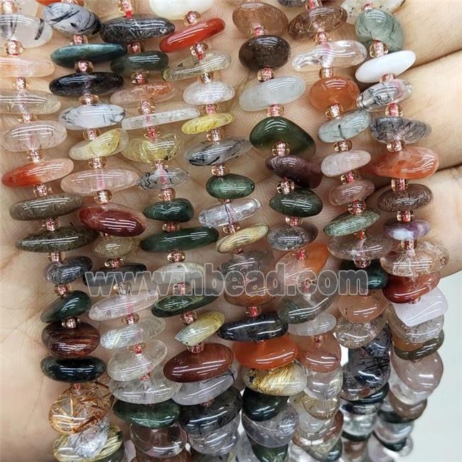 Natural Rutilated Quartz Spacer Beads Multicolor Freeform Chips