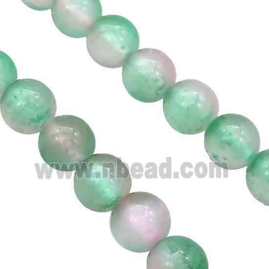 Selenite Beads Green Pink Dye Smooth Round