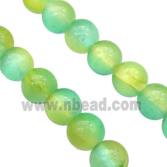 Selenite Beads Green Yellow Dye Smooth Round