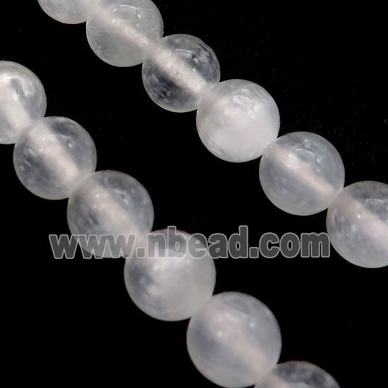 White Selenite Beads Smooth Round