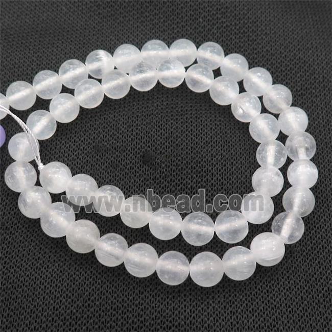 White Selenite Beads Smooth Round