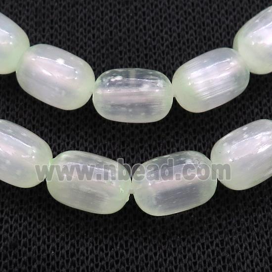 Selenite Beads Lt.green Dye Barrel