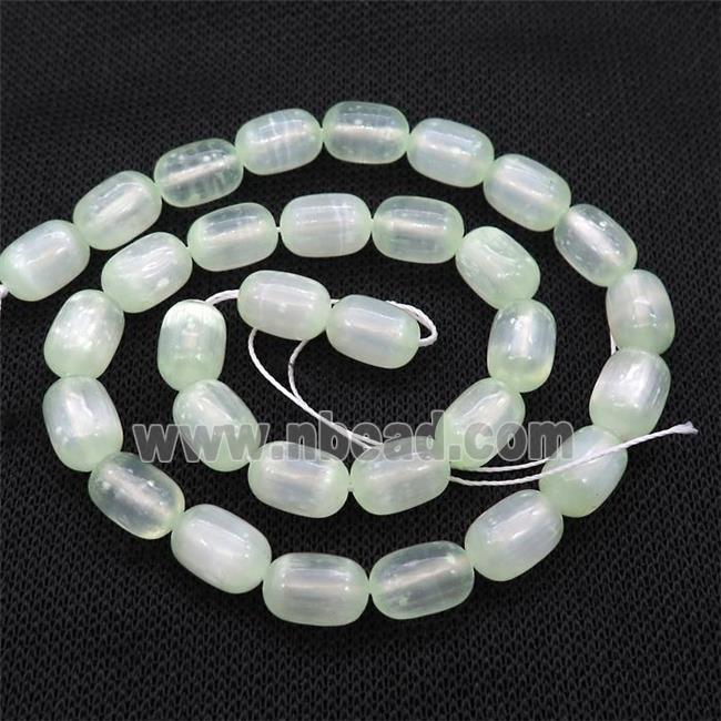 Selenite Beads Lt.green Dye Barrel