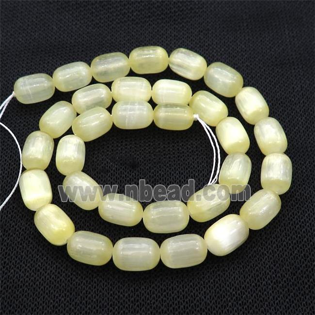 Selenite Beads Lt.yellow Dye Barrel