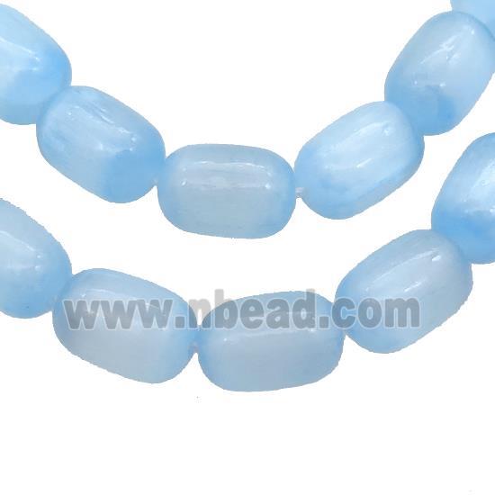 Selenite Beads Blue Dye Barrel