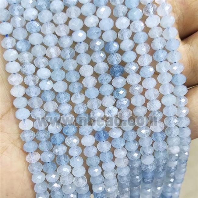 Natural Aquamarine Beads Blue Faceted Rondelle