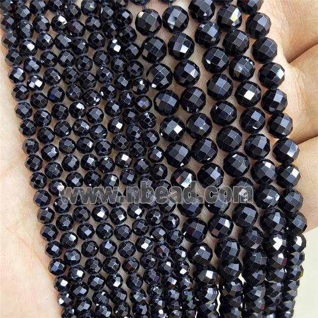 Natural Black Spinel Beads Faceted Round