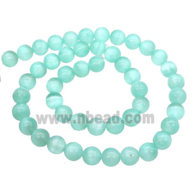 Green Selenite Beads Smooth Round Dye