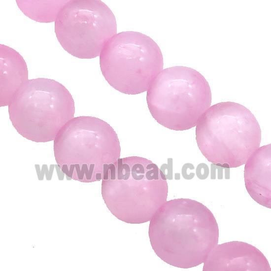 Pink Selenite Beads Smooth Round Dye