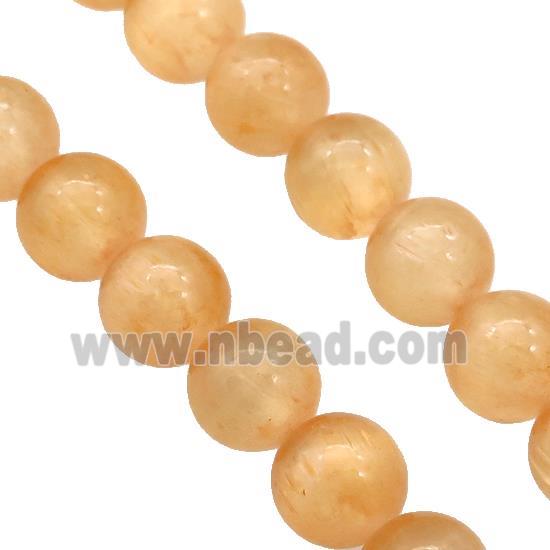 Peach Selenite Beads Smooth Round Dye