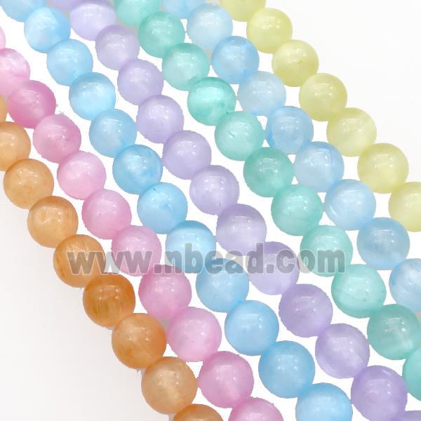 Selenite Beads Smooth Round Dye Mixed Color