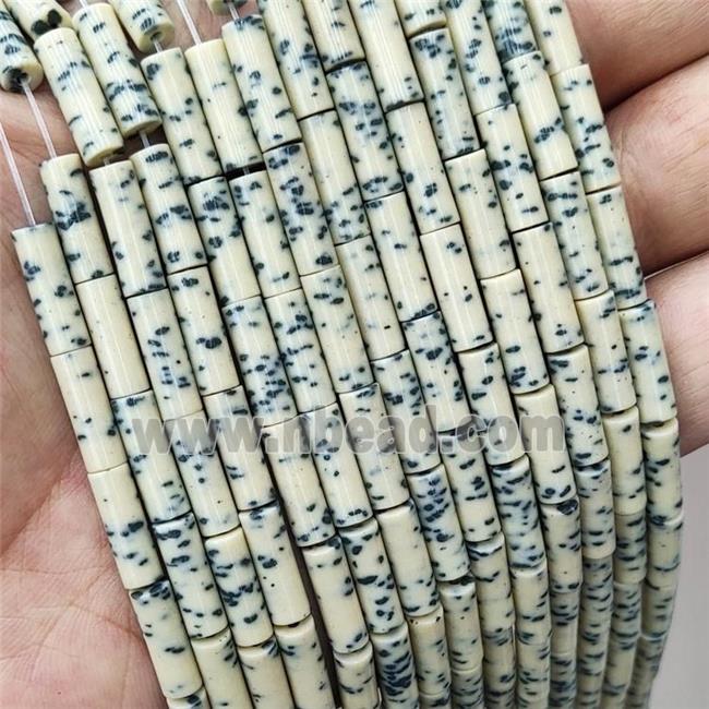 Beige Yellow Ceramics Tube Beads