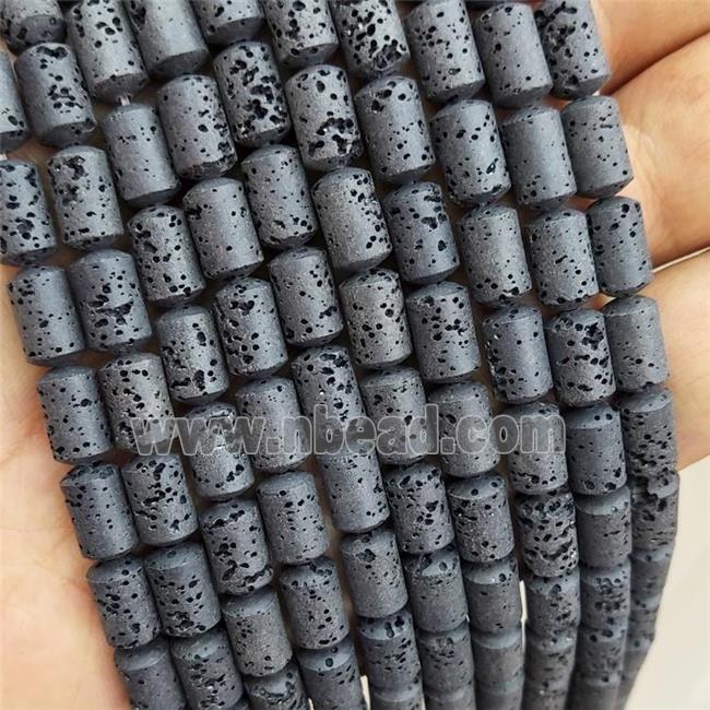 Rock Lava Column Beads Black Tube