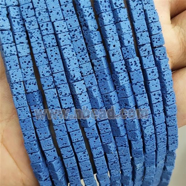 Rock Lava Cube Beads Rich Blue Dye