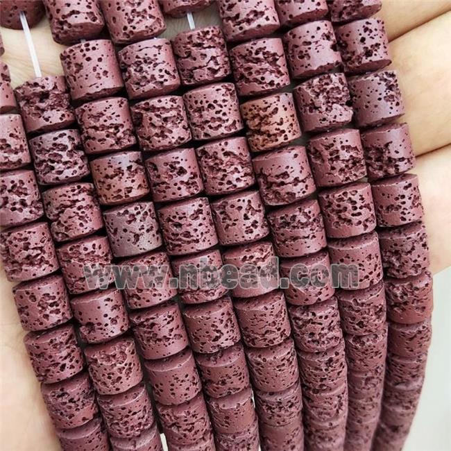 Rock Lava Column Beads Maroon Red Dye