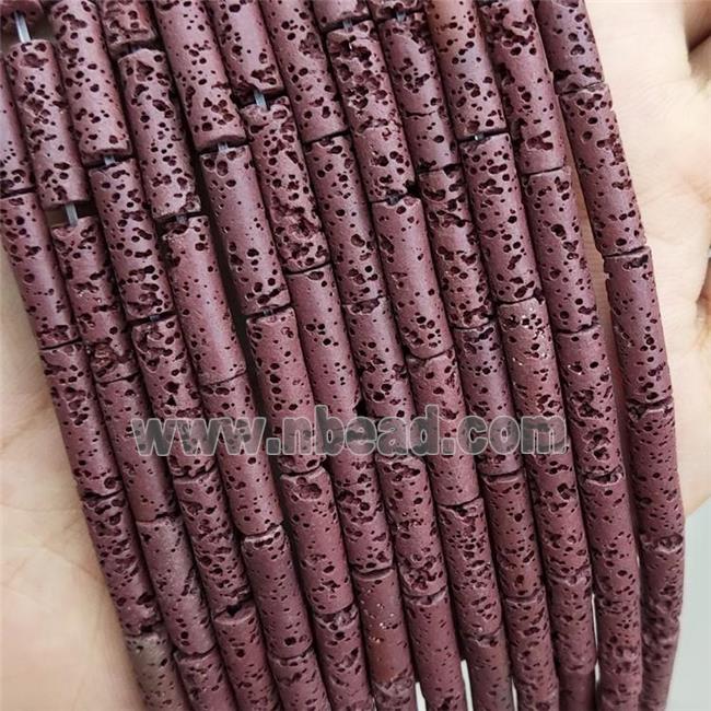 Rock Lava Tube Beads Maroon Red Dye