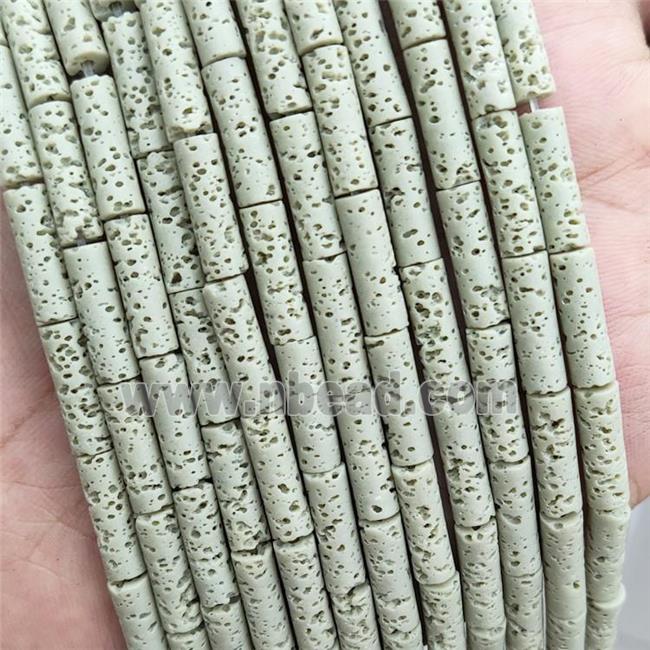 Rock Lava Tube Beads Mint Green Dye