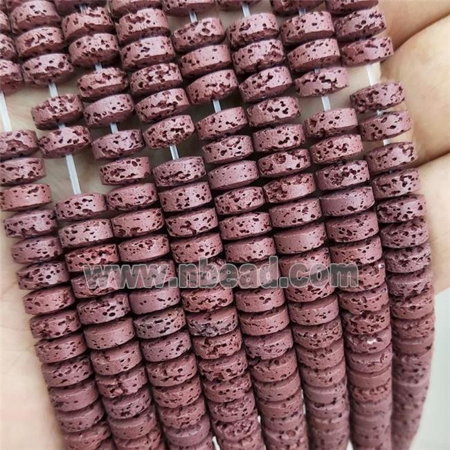 Rock Lava Heishi Beads Maroon Red Dye