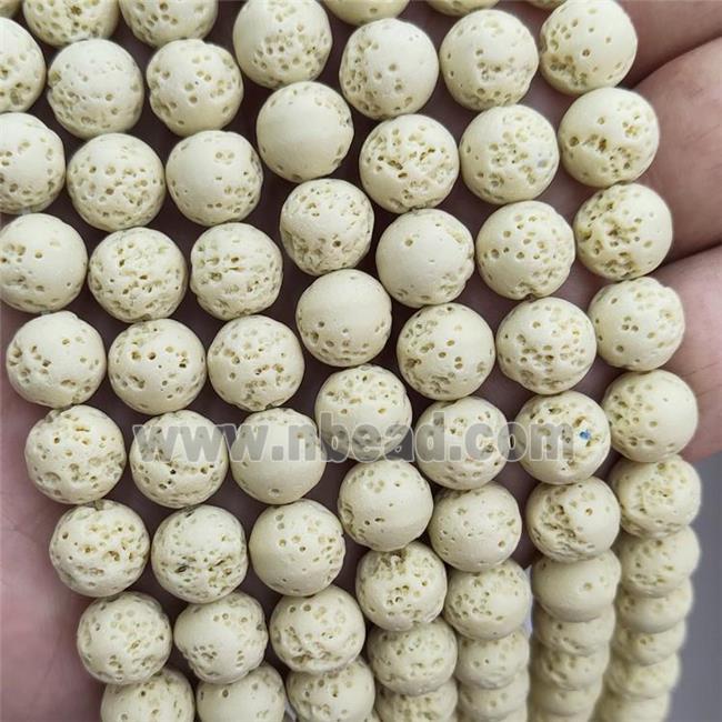 Rock Lava Round Beads Yellow Dye