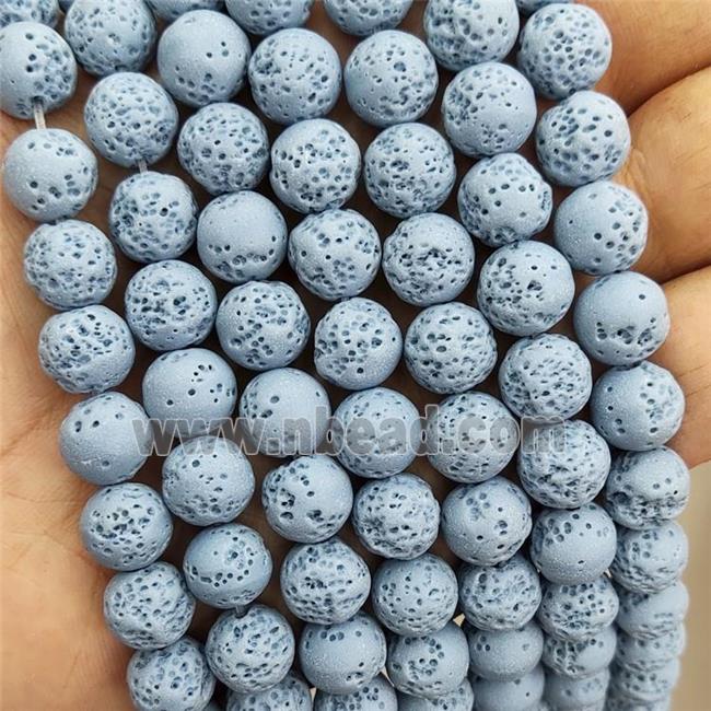 Rock Lava Round Beads Blue Dye