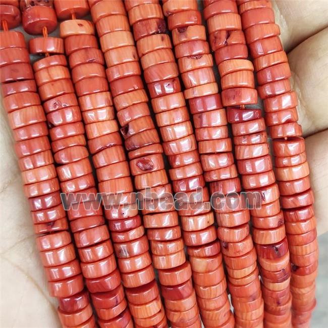 Natural Coral Heishi Spacer Beads Red Dye