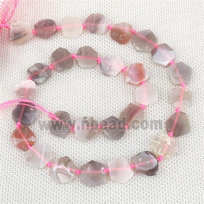 Natural Botswana Agate Beads Pink Hexagon