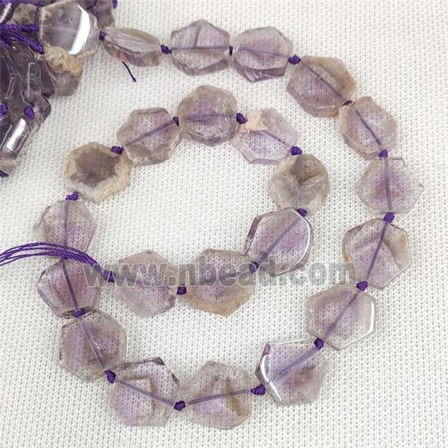 Natural Amethyst Beads Hexagon Purple