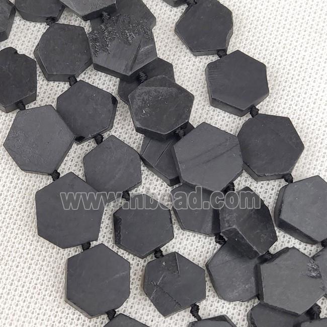 Natural Black Shungite Beads Hexagon