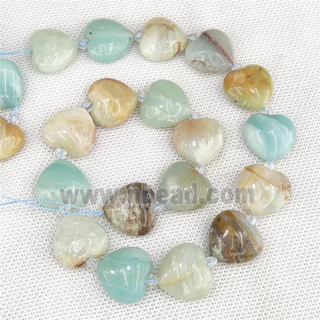 Natural Chinese Amazonite Heart Beads Blue