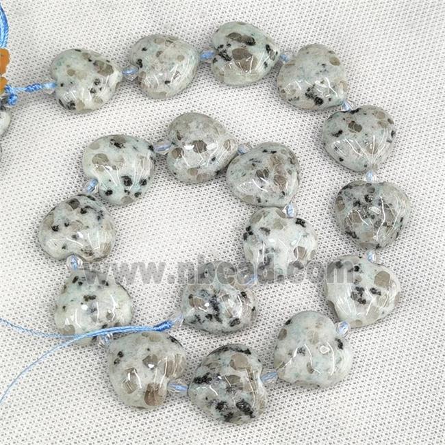 Natural Kiwi Jasper Heart Beads