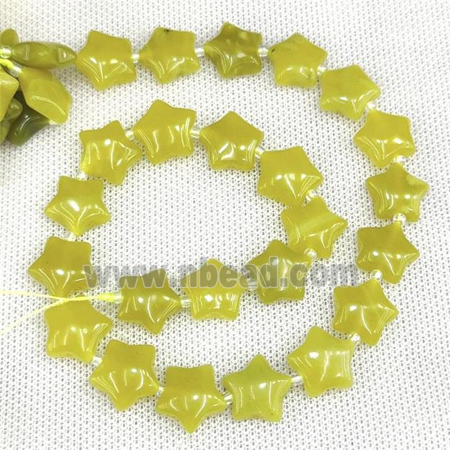 Natural Lemon Jade Star Beads Olive