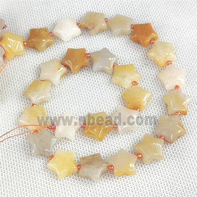 Natural Yellow Aventurine Star Beads