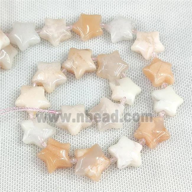 Natural Pink Aventurine Star Beads