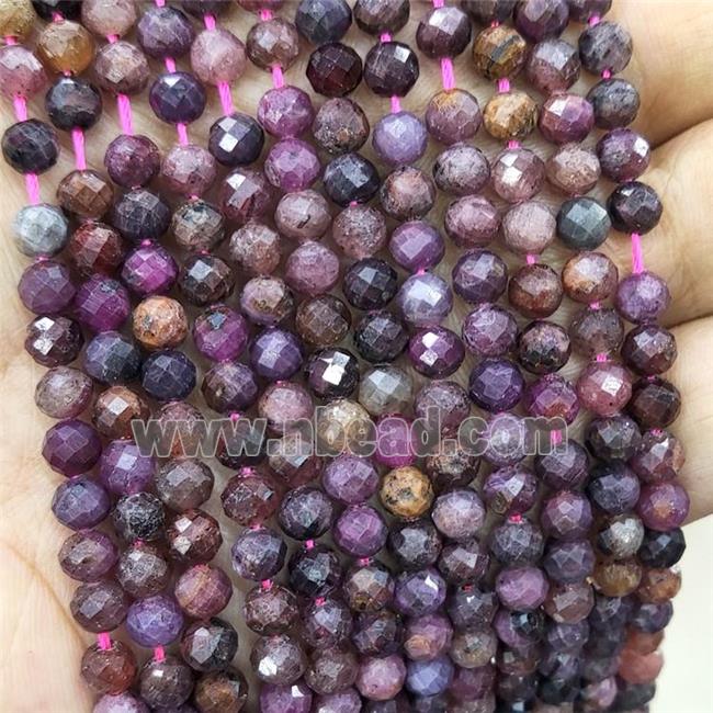 Natural Ruby Beads Faceted Round