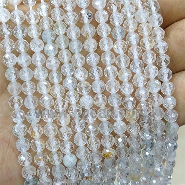 Natural Topaz Beads White Faceted Round