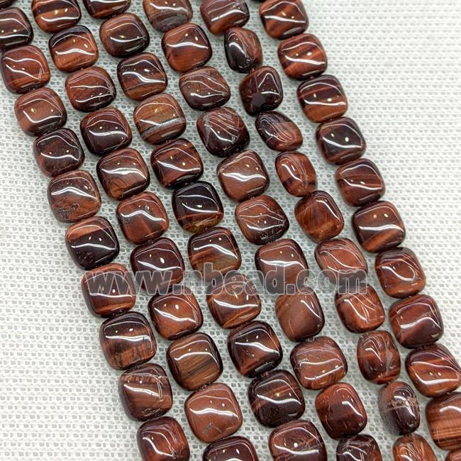 Natural Tiger Eye Stone Square Beads Red Dye