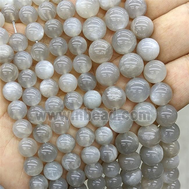 Natural Gray Moonstone Beads Smooth Round