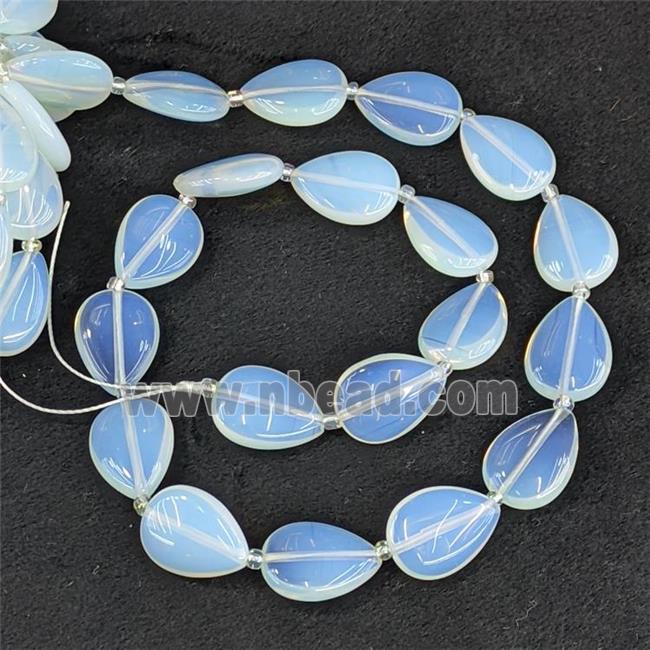 White Opalite Teardrop Beads Flat