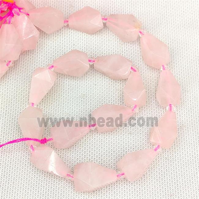 Natural Pink Rose Quartz Teardrop Pendant Faceted