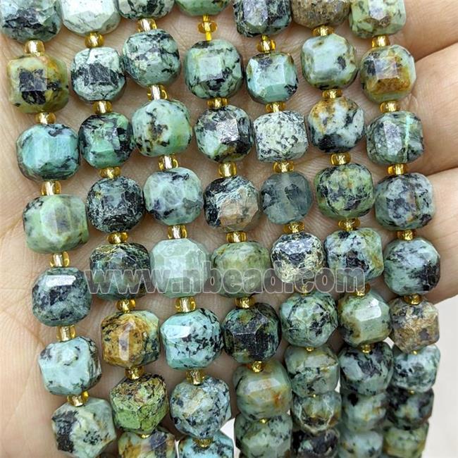 Natural Green African Turquoise Beads Faceted Cube