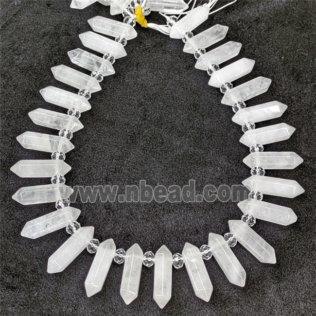 Natural Clear Crystal Quartz Prism Beads Point