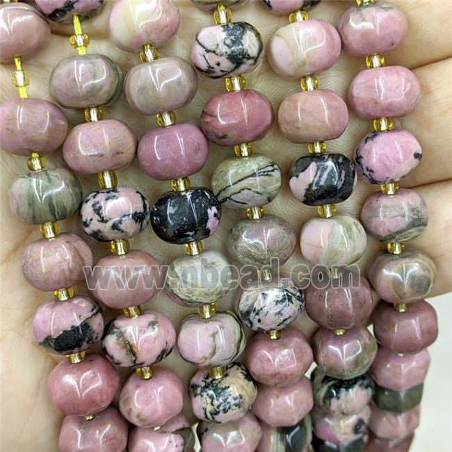 Natural Chinese Rhodonite Pumpkin Beads Pink