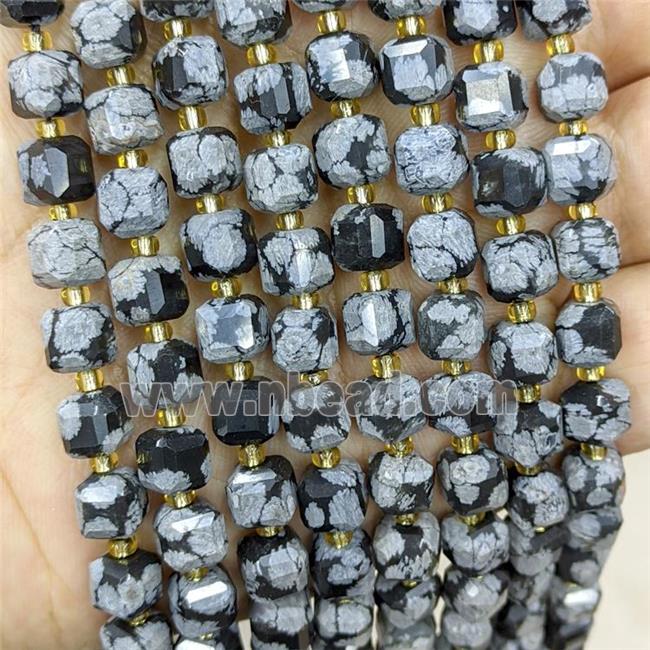 Natural Snowflake Jasper Beads Faceted Cube