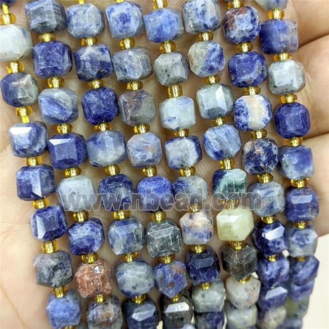 Natural Blue Sodalite Beads Faceted Cube