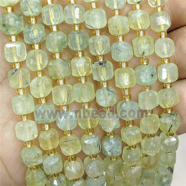 Natural Green Prehnite Beads Faceted Cube